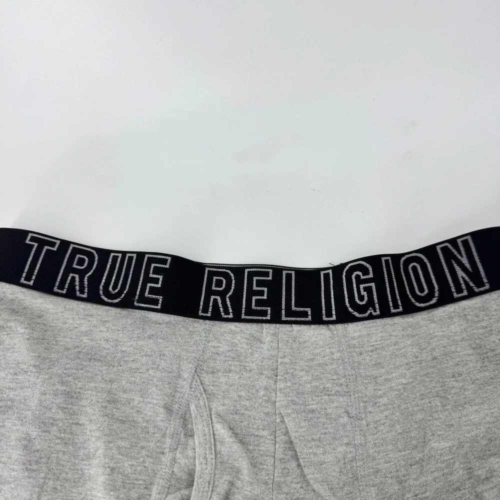 True Religion Men Gray Boxer Briefs Underwear Extra Large Cotton Blend Logo‎